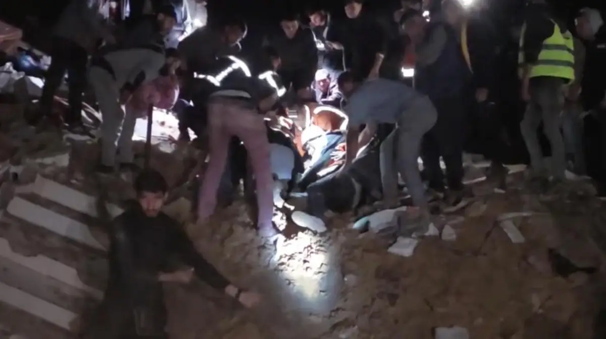 Woman and Child Rescued Alive from Collapsed Home in Northern Gaza